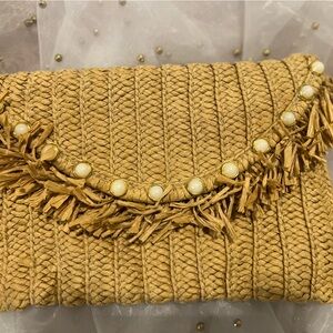 Elegant Tan Woven Clutch